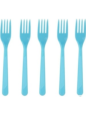 Mavi Plastik Çatal 18 Cm-25 Adet