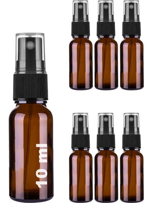 Afracam 10 ml Siyah Spreyli Amber Cam Şişe 10 cc Sızdırmaz Kapaklı Fısfıs Kahverengi Cam Şi�