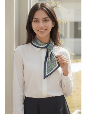 Walkenzo Vintage Esintili Çiçek Desenli Modern Tasarım Kadın Kravat Fular