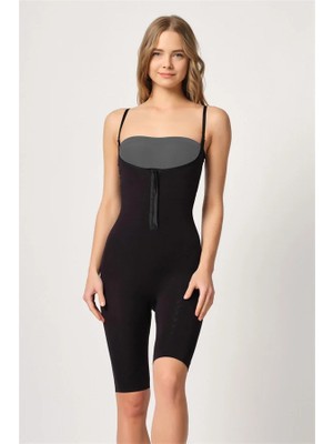 Colezium Arias Closet Siyah Mi Emay 2093 Ön Agraflı Göğsü Paçalı Boy Korse