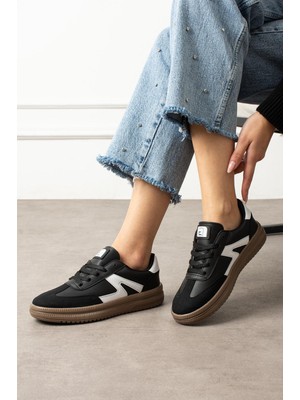London Vvc Kadın  Beyaz Sneaker Kavcuk Taban Gunluk  Rahat Kalıp Ayakkabı