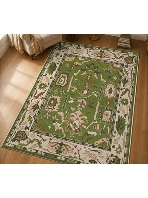 Vivense Yeşil Damlalar Dokulu Dokuma Taban Halı, 702 Yng 150X230 cm