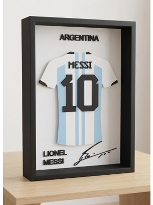 Riva Self Messi Arjantin Forma Tasarım 3D Çerçeve - Futbolseverlere Özel Koleksiyon Ürünü