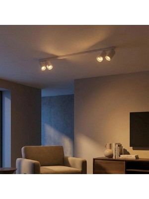 Riolight Riolıght Modern Beyaz Hareketli Başlık 4XGU10 Sıralı LED Spot Avize(Ampul Dahildir)Uzunluk 120CM
