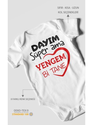 Morivo Kids Dayım Süper Ama Yengem Bir Tane Kısa Kollu Bebek Body %100 Pamuk