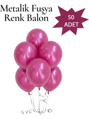 Lotus Party Metalik Fuşya Renk Balon - Fuşya Renk Balon  50 Adet