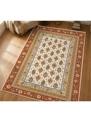 Vivense Bordürlü Çiçekler Dokuma Taban Halı, 649 Yng 100X150 cm