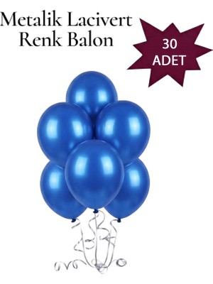 Lotus Party Metalik Lacivert Renk Balon - Lacivert Renk Balon  30 Adet