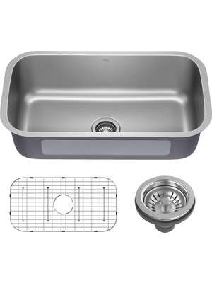 Kraus Premier 32" Undermount 18-Gauge Paslanmaz Çelik Tek Kase Mutfak Evyesi