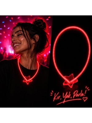 Nargo Fosforlu Yıldız Parti Kolyesi – Neon Işıklı Kolye Kırmızı Renk