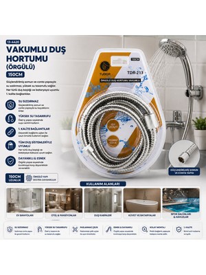 Nargo Krom - Örgülü Vakumlu Duş Hortumu 150CM Vakumlu Ambalaj