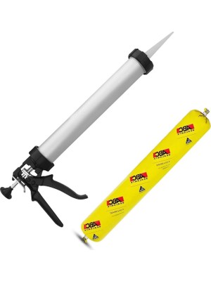BADEM10 Sosis Pu Silikon Mastik Gri Renk 600 ml Tabanca Güçlü Yapıştırıcı Sızdırmaz Yalıtım Tabancalı Set