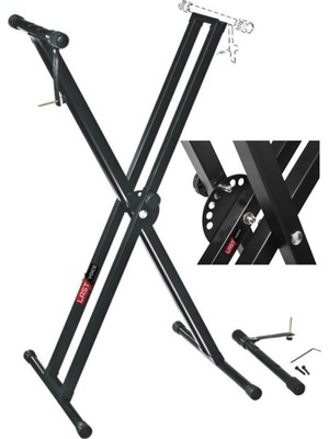 Lastvoice KS-04D Çift Profilli 7 Kademeli Üst Segmen Org Sehpası Standı Ayağı (Sabitleme Kayışlı)