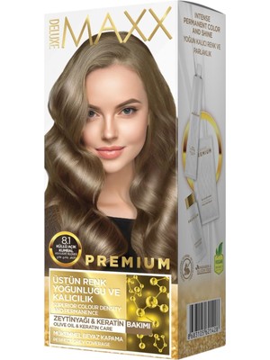 Maxx Deluxe Premıum Yarı Kit Set Saç Boyası 8.1 Küllü Açık Kumral