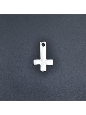 Alooya Minimal Ters Haç Gümüş Kaplama Kolye Ucu