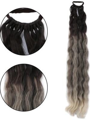 Colezium Lastik Tokalı At Kuyruğu Kabarık Afro Daalı / Kumral / Beyaz Platin Ombre