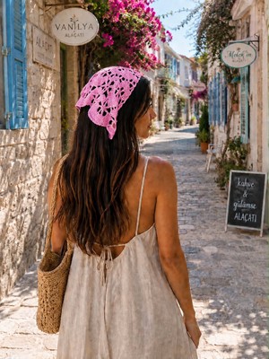 Yes Ticaret Retro Model El Örgüsü Bandana - Trend Saç Aksesuarı- Yazlık Saç Bandı