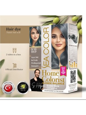 Sea Color Home Colorist Set Saç Boyası 9.18 Pastel Kül Pastel Ash (Blonde Balance)