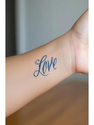 Love Yazı Minimal Yarı Kalıcı Geçici Dövme 1 Ay Kalıcı Yapıştırma Dövme 5x5 cm