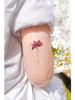 Bearpear Çiçek ve Yazılı Minimal Geçici Dövme Carpe Diem Tattoo