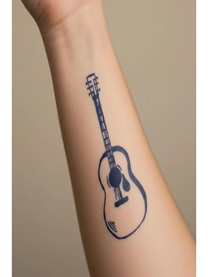 Gitar Minimal Yarı Kalıcı Geçici Dövme 1 Ay Kalıcı Yapıştırma Dövme 5x5 cm
