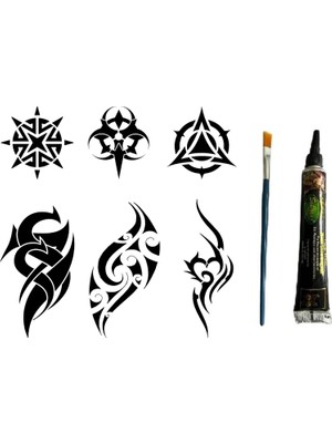 Tribal Kol Bacak 6 Adet Şablon ve Hint Kınası Geçici Dövme Seti