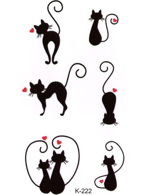 Bearpear Minimal Kedili Geçici Dövme Kadın Dövmesi Kedi Dövmesi
