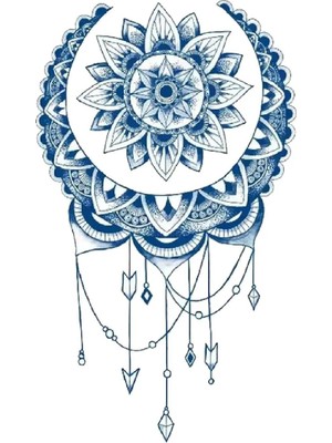 Mandala Çiçek 18X11 cm 1 Ay Kalıcı Yarı Kalıcı Geçici Dövme Yapıştırma Dövme