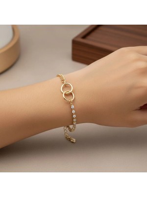 Xuping Jewelry Stil Incisi/xupıng Jewelry Iki Halka Geçmeli Model Bileklik