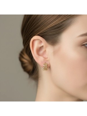 Xuping Jewelry Stil Incisi/xupıng Jewelry Minimal Hasır Görünümlü Küpe