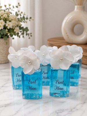 Grand Concept Store 10 Adet Kişiye Özel Etiketli Ortancalı Incili Hediyelik Kolonya Şişesi – Söz, Nişan, Nikah, Düğün, Mevlit Hediyeliği