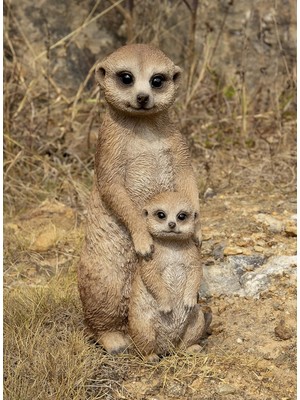 Hi-Line Gift Ltd. Küçük Anne ve Bebek Meerkat, Kahverengi