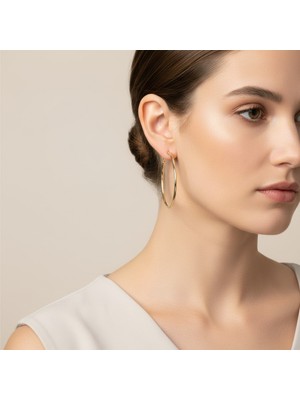 Xuping Jewelry Stil Incisi/xupıng Jewelry Halka Yuvarlak Küpe (Orta Boy)