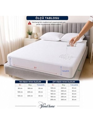 Vionel HOME%100 Pamuk Full Kenar Fitted Sıvı Geçirmez Tek Çift Kişilik Bebek Yatak Koruyucu Çarşaf Alez 180X200
