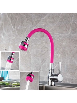 Kuhi Kuhı® Oynar Başlıklı Tasarruflu Kubar Musluk Borusu ve Başlığı  Pembe