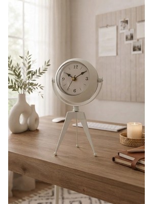 Minimalist Masa Saati Metal Yapı ile Sessiz Mekanizma ve Şık Tripod Tasarım