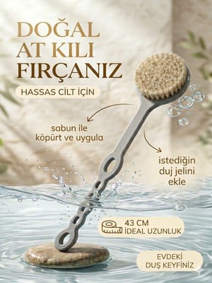 Efsoon Organics At Kılı Saplı Fırça 43 cm Duş Fırçası Kuru ve Islak Kullanım