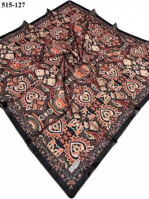 Zer Scarf Dijital Soft Pamuk Eşarp (Siyah Turuncu) 515-127