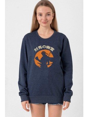 Tshirthane Ghost Of Tsushima The Island Japanese İndigo Kadın 2ip Sweatshirt
