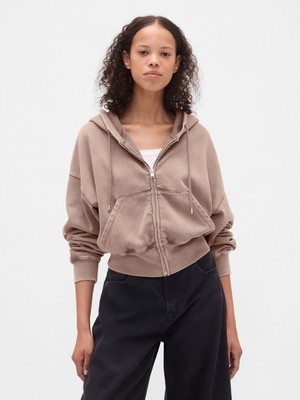 Gap Kadın Açık Kahverengi Vintagesoft Fermuarlı Wedge Sweatshirt