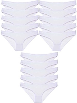 Asil Acar Home 15 Adet Süper Eko Set Likralı Kadın Slip Külot Beyaz - Xl