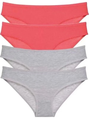 Modenya 4 Adet Süper Eko Set Likralı Kadın Slip Külot Fuşya Gri