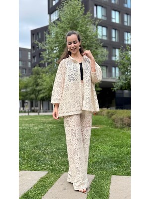 Leilaa Dantel Kimono Pantolon Ikili Takım