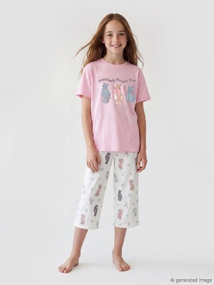 Lc Waikiki Yeni Sezon Baskılı Kız Çocuk Kaprili Pijama Takımı