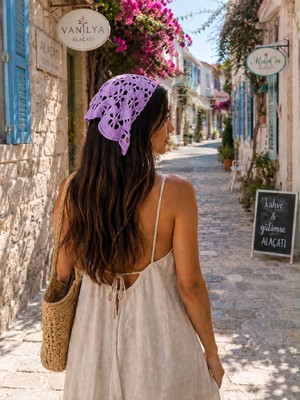 Yes Ticaret Retro Model El Örgüsü Bandana - Trend Saç Aksesuarı- Yazlık Saç Bandı