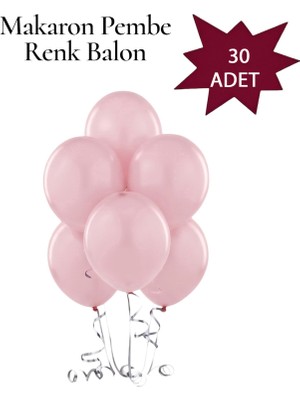 Lotus Party Makaron Pembe Balon - 30 Adet Bebe Pembe Balon