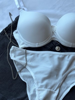 Ebru Ekru Destekli Push-Up Sütyen Takımı Mikro Kumaş Şık ve Rahat Kadın Iç Giyim 75-95 Beden