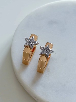 Charmlucky Taşlı Yıldız Kare Küpe