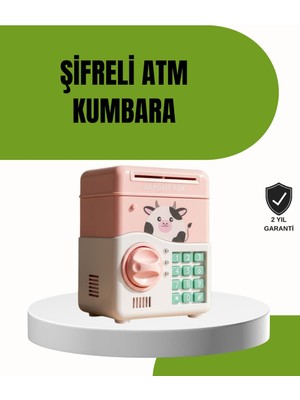 Marsilyan Atm Tasarımlı Pembe Işıklı Sesli Çocuk Kumbarası