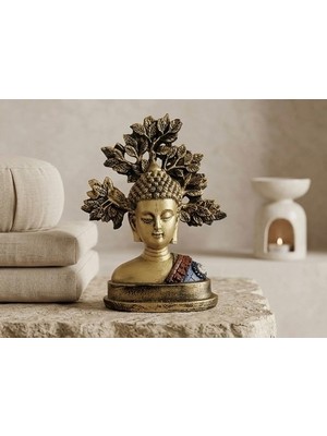 Imosas Yaşam Ağacı Buda Biblosu 21 cm | Dekoratif Buda Heykeli | Zen Meditasyon Ev ve Ofis Dekoru